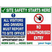 All visitors & drivers report to site office - No Entry