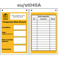 temporary work record service tag double sided