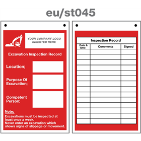 excavation inspection record service tag double sided