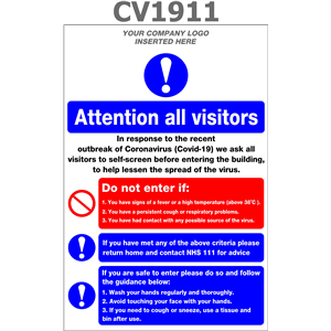 Covid -19 Attention all visitors Sign